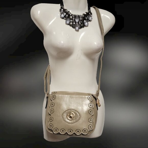 Taupe Crossbody Handbag Adjustable Strap Travel Casual Flap Handbag-New - Picture 3 of 9